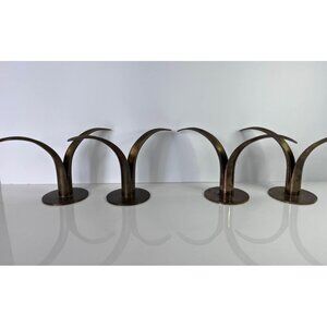 Vintage-MCM Rare Set of 4 Metal Brass Candlesticks By Ivar Alenus Bjork 1935-196